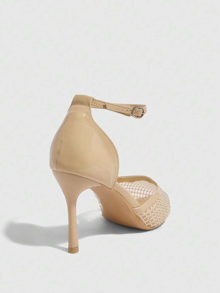 CUCCOO SZL Women's Pointed Toe Rhinestone Mesh High Heel Pumps, Sexy & Elegant Crystal Mesh Ladies High Heel Party Shoes