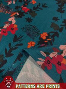 EMERY ROSE 休闲复古碎花印花修身长袖女式连衣裙，适合秋冬季 - 彩色 - 查看 3