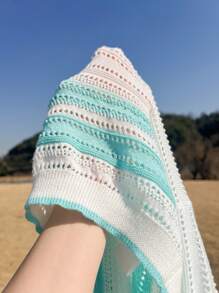 Manfinity CasualKnits Men's Front Button Short Sleeve Striped Casual Knit Sweater - Multicolor - View 6