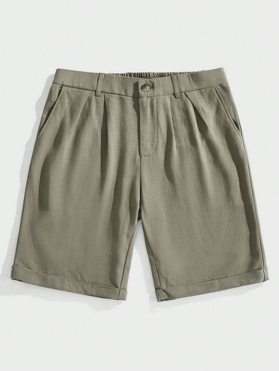 Manfinity VCAY Men's Woven Drawstring Waist Straight Leg Shorts, Suitable For Daily Summer Wear