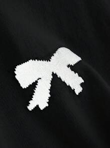 CosyJoli 大码休闲优雅提花蝴蝶结圆领针织毛衣