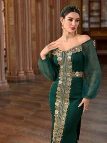 Al Najma 女士休闲连衣裙，简约时尚，适合日常穿着 - 墨綠色 - 查看 5