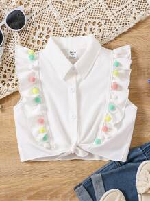 Chemise décontractée simple sans manche pour jeunes filles