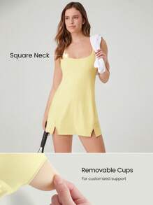 GLOWMODE FeatherFit™-Air Elevate A-Line Built-In Peekaboo Short Pocket Mini Slip Dress Low Impact Daily Summer Quick Dry Moisture Wicking