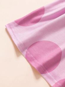 SHEIN Polka Dot Print Crew Neck Raglan Sleeve Casual Dress For Young Girl - Multicolor - View 4