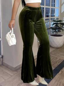 INAWLY Women Plain Casual Long Pants For Everyday Wear Fall Cloth For Women - Green - View 1