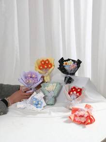 SHEIN Ramo de 5 flores/manojo, 10Cm*16Cm Ramos pequeños y creativos simulados, 7 colores disponibles, adecuados para regalos de cumpleaños, regalos festivos, regalos de fiesta, bodas, regalos para damas de honor, Día de San Valentín - Multicolor - Ver 1