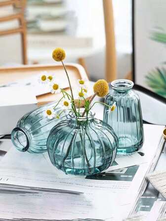 SHEIN Creative Mini Hydroponic Glass Flower Vase For Green Plants And Fresh Flowers Table Decoration