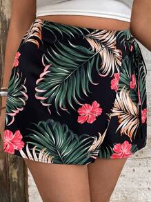 SHEIN VCAY Plus Size Lace Up All Over Print Casual Shorts, Rave Outfits Festival, Business Casual Woman, Boho Country Outfits Women, Beach Outfits For Woman, Beach Outfits For Woman, Boho Women Clothing