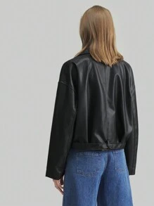 Ontre Chaqueta de primavera/verano para mujer 2025 con cremallera de metal corta y ajuste, cinturón con hebilla de metal ajustable, de uso casual diario, minimalista y urbana