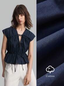 Ontre 2025 Neu 2026 Frühling/Sommer Damen Einfarbiges Bindehemd, eleganter Lässig Alltags Stil Business