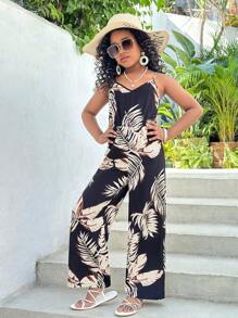 SHEIN Tween Girls' Casual Ditsy Floral Jumpsuit