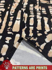 SHEIN Clasi 大码动物印花宽松 V 领长袖衬衫，适合秋冬季