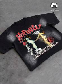 Manfinity EMRG Men's Casual Graphic Text Print Short Sleeve T-Shirt