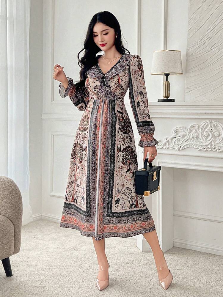 New Summer Bohemian Style Sundress For Women,Ruffle Vacation Outfits Women Boho