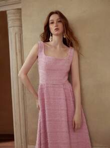 MOTF PREMIUM TWEED ZIPPER DRESS - Pink - View 5