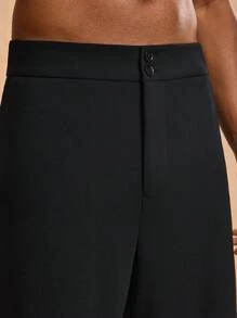 Forever 21 Solid High Rise Flared Straight Leg Pants - Black - View 4