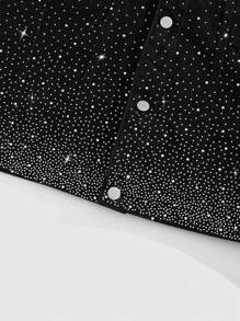 ROMWE MEN Street Life Spring/Summer Casual Men'S Rhinestone Decor Front Button Sleeveless Pocket Casual Denim Top - Black - View 3