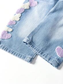 女宝宝新款休闲时尚刺绣牛仔直筒裤 - 中等水洗藍 - 查看 7