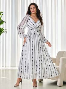 Modelyn Conservative Style Heavy Embroidery Long Dress For Women - White - View 7