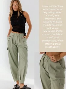 Aralina Mid Waist Relaxed Fit Classic Utility Pockets Cargo Pants