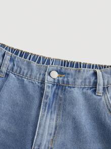 SHEIN MOD Plus Size Women Casual Loose Fit Wide Leg Black Jeans