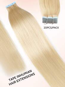 20pcs Straight Tape In 100% Human Hair Extension For Salon Silky Seamless Invisible 613# Bleichblond For Thin Hair Woman Natural Look Top Quality Beige Color Tape In Hair Tape Ins Hair Extensions Halloween Costumes - S613 - View 3