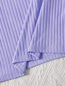 SHEIN Tween Girl Heart Embroidery Open Shoulder Camisole Dress - Lilac Purple - View 7