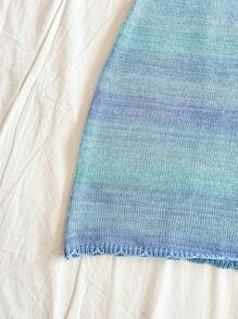 Soleia 度假V领露背渐变色针织连衣裙，适合度假，约会，下午茶，音乐节，波西米亚风 - 藍色 - 查看 8