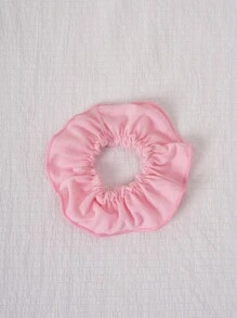 3pcs/Set Teen Girl Solid Color Hollow-Out Jacquard Knit Short Sleeve Top And Shorts With Headband, Lounge Set - Pink - View 3