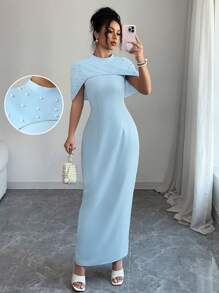 Elenzga Women's Solid Color Bubble Textured Casual Shift Dress