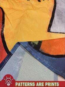 Sylviya Casual Full Print Portrait Pattern Women V-Neck Shirt, Suitable For Summer,Short Sleeve Tops Suitable For Going Out Chic Blouses For Women