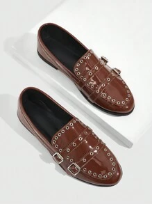 CUCCOO GRLICON 女士时尚百搭通勤扣平底鞋 - 棕色 - 查看 5