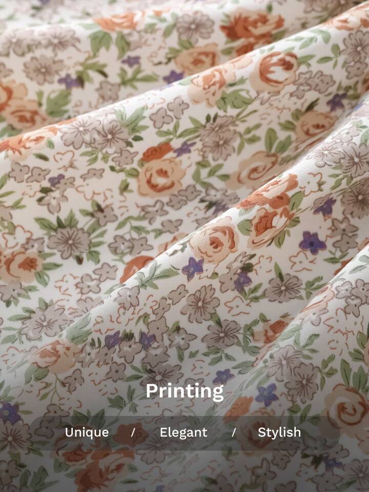 SHEIN SXY Summer Court Style Floral Ruffle Dress Ballet-Inspired Dress