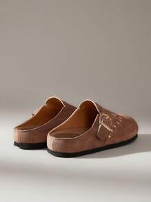 Solecia Mocasines planos minimalistas con tachuelas para mujer, uso casual para todos los días - Caqui - Ver 5
