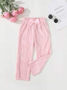 Young Girls Casual Solid Pink Color Leggings, Versatile For Outings And Comfortable Loungewear - Pink - View 5