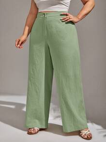 SHEIN VCAY Plus Size Casual Versatile Solid Color Loose Pants