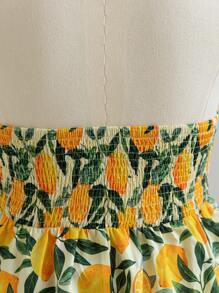 Soleia Áo babydoll buộc dây phía trước họa tiết trái cây chanh vàng cỡ lớn cho kỳ nghỉ xuân trở lại trường mùa thu dành cho nữ - Nhiều màu - Xem 3