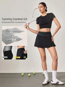 GLOWMODE Buikcontrole geplooide mini tennisrok met ingebouwde shorts zijzakken Tennis Golf Dagelijks