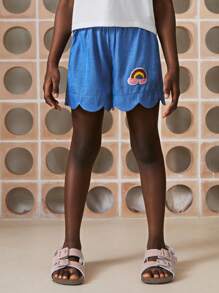 SHEIN Young Boys Adorable Wavy Waistband Elastic Rainbow Printed Jeans - Multicolor - View 7