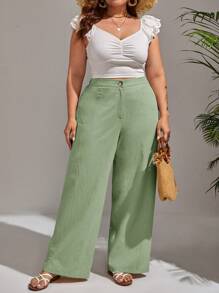 SHEIN VCAY Plus Size Casual Versatile Solid Color Loose Pants