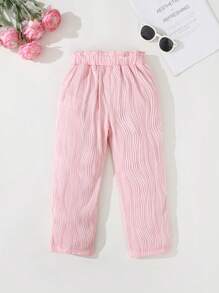 Young Girls Casual Solid Pink Color Leggings, Versatile For Outings And Comfortable Loungewear - Pink - View 2