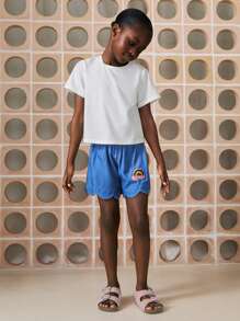 SHEIN Young Boys Adorable Wavy Waistband Elastic Rainbow Printed Jeans - Multicolor - View 4