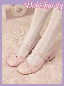 Dola Lovely Round Toe Bow Decor Slingback High Heel Pumps, Fashionable Women Dress Shoes Spring Shoes Spring Break Easter