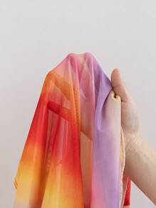 Soleia Plus Size Women Back To School Vacation Tie-Dye Rainbow Print Babydoll Blouse, Casual Long Sleeve Shirt, Summer Outfits - Multicolor - View 10