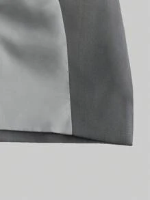 Ontre 2025 Women's Grey Cropped Short Sleeve Blazer, Cropped Design Highlights Leg Length, Versatile Blazer For Spring/Summer, Urban Casual, Commuting