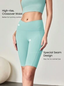 GLOWMODE 10" FeatherFit™ Cyclist Anti-Slip Bike Shorts Low Impact Running Gym Workout Summer Spring - Mist Green - View 3