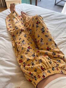 DAZY Cute Cartoon Print Loose Sleep Pants, Fall Pajama, Winter - Yellow - View 5