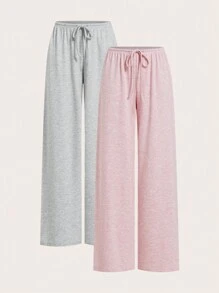 SHEIN EZwear 双色针织女式阔腿裤，休闲时尚，适合日常穿着 - 彩色 - 查看 1