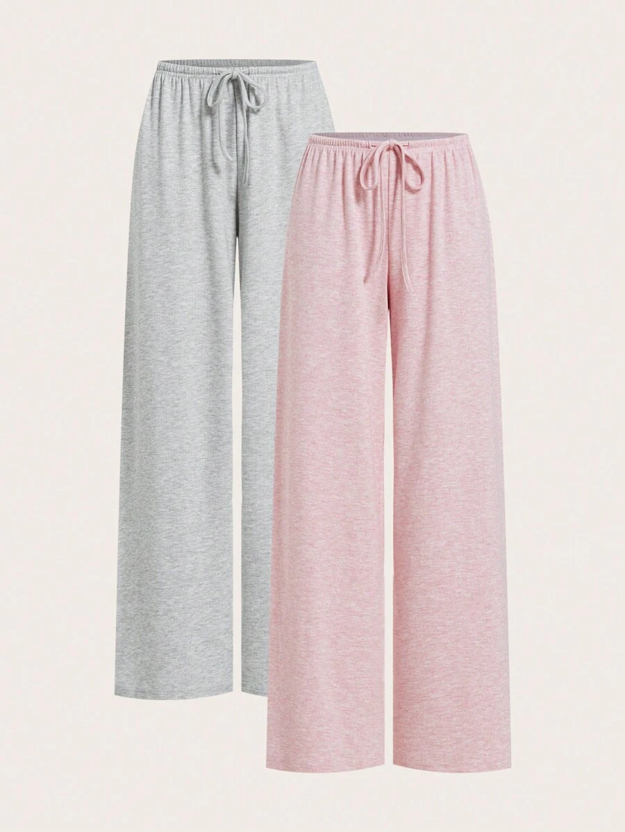 SHEIN EZwear 双色针织女式阔腿裤，休闲时尚，适合日常穿着 - 彩色 - 查看 1